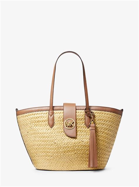 michael kors malibu straw|Malibu Large Straw Tote Bag .